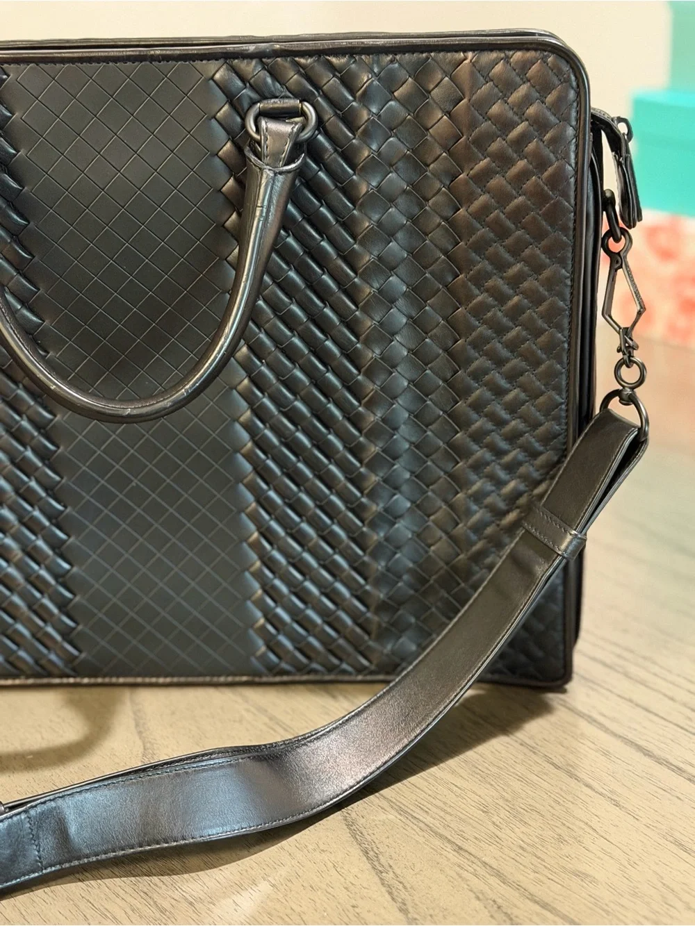 Bottega Veneta Black Intrecciato Leather Briefcase